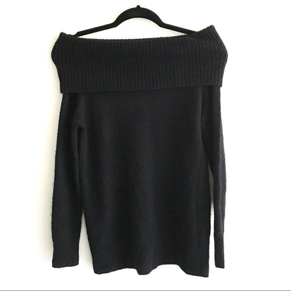 Aritzia Faretta Off Shoulder Cowl Neck Long Sleeve Wool Alpaca Sweater Black XXS - Picture 3 of 9